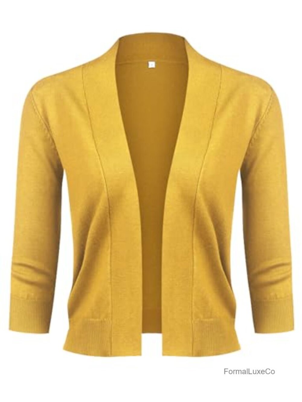 Women's Classic 3/4 Sleeve Open Front Cropped Cardigan Lightweight Knit Shrug - Picture 2 of 6